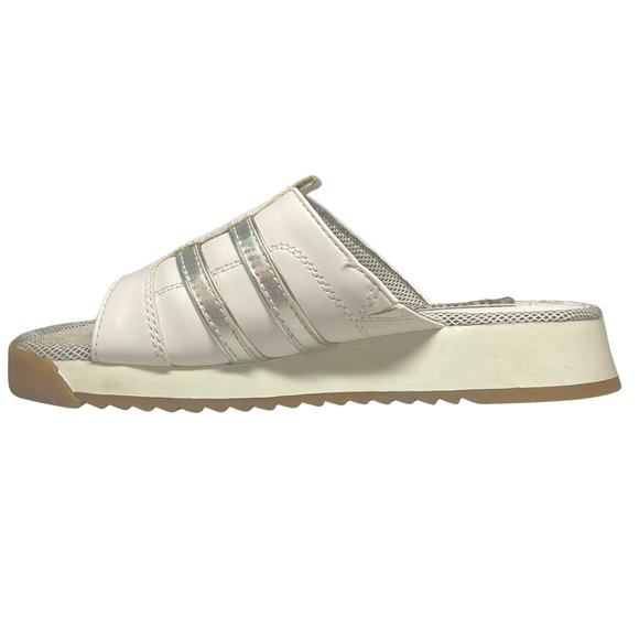 Vtg Y2K Carolina Colours Sz 9 Platform Slides Chunky Sandals White Silver Stripe - Picture 3 of 8